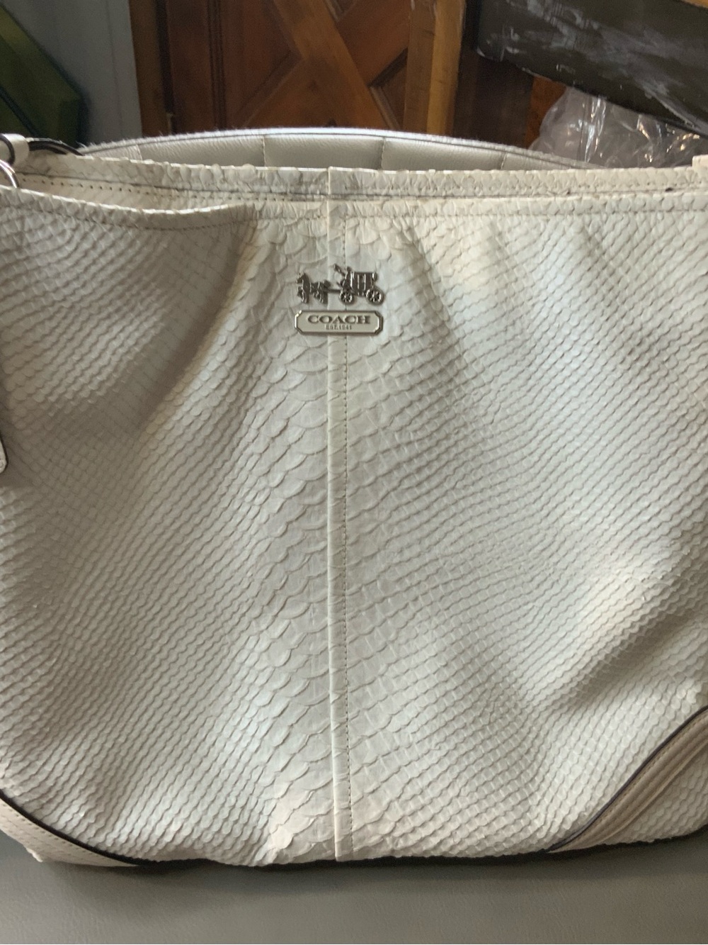 Coach hobo Python- embossed Leather Shoulder Bag with Silver Logo - Picture 5 of 7